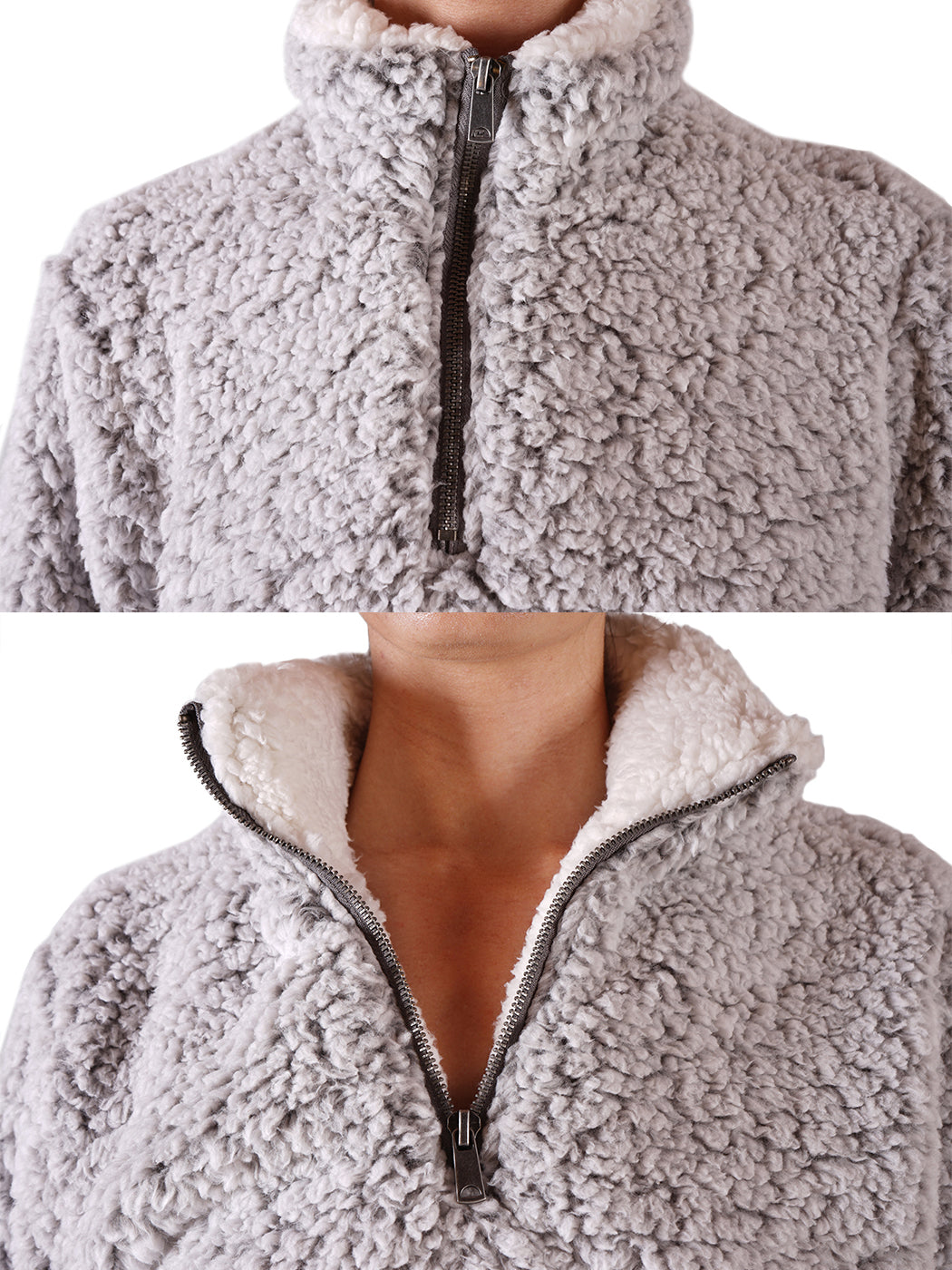 Suéter con cremallera y suave tejido Sherpa