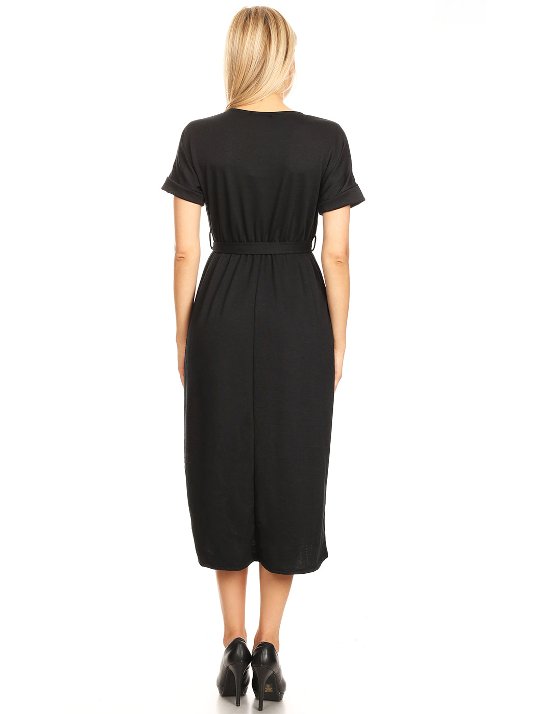 Vestido midi con abertura y mangas lisas