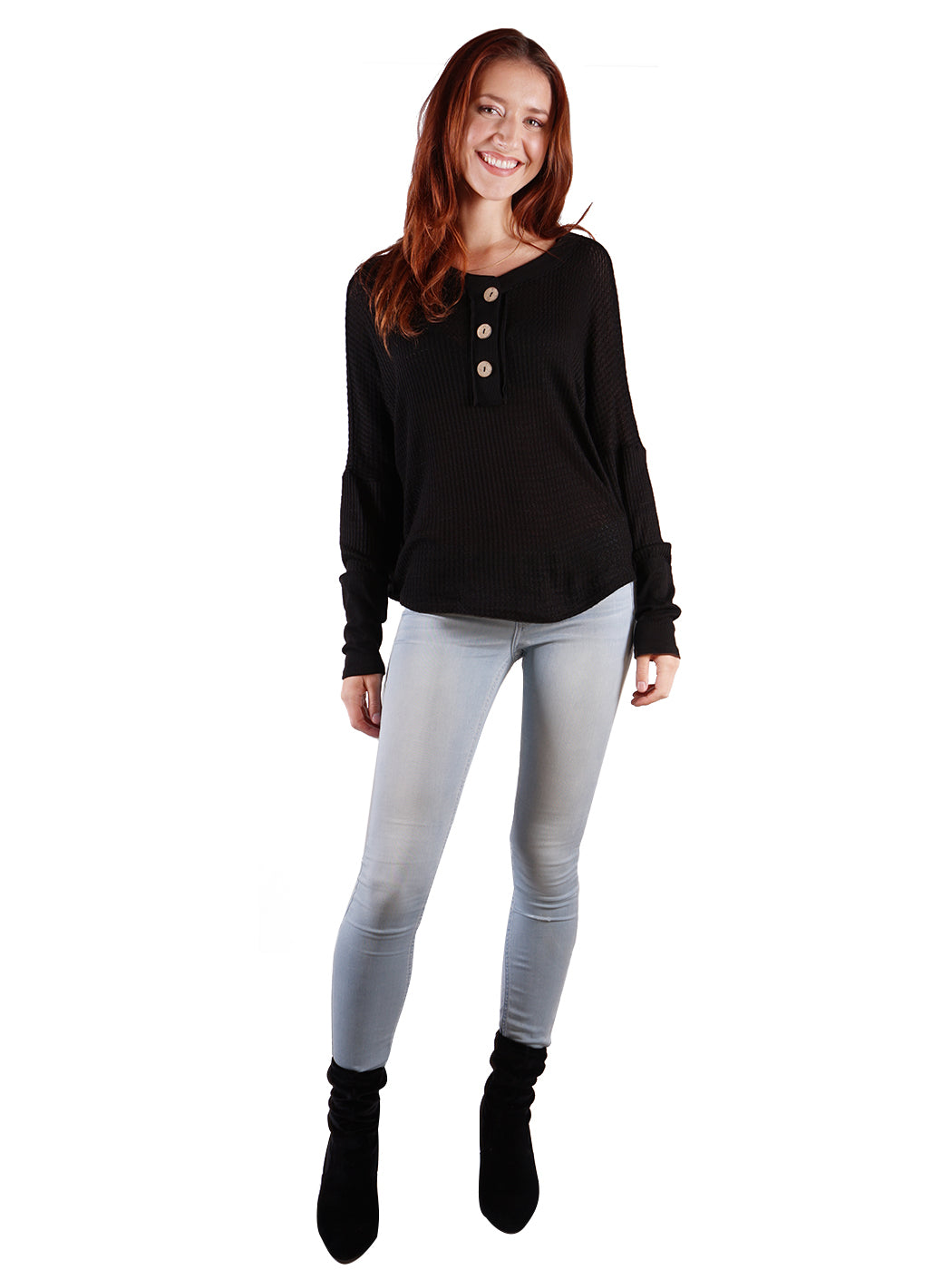 Waffle Button-Up Long Sleeve Shirt