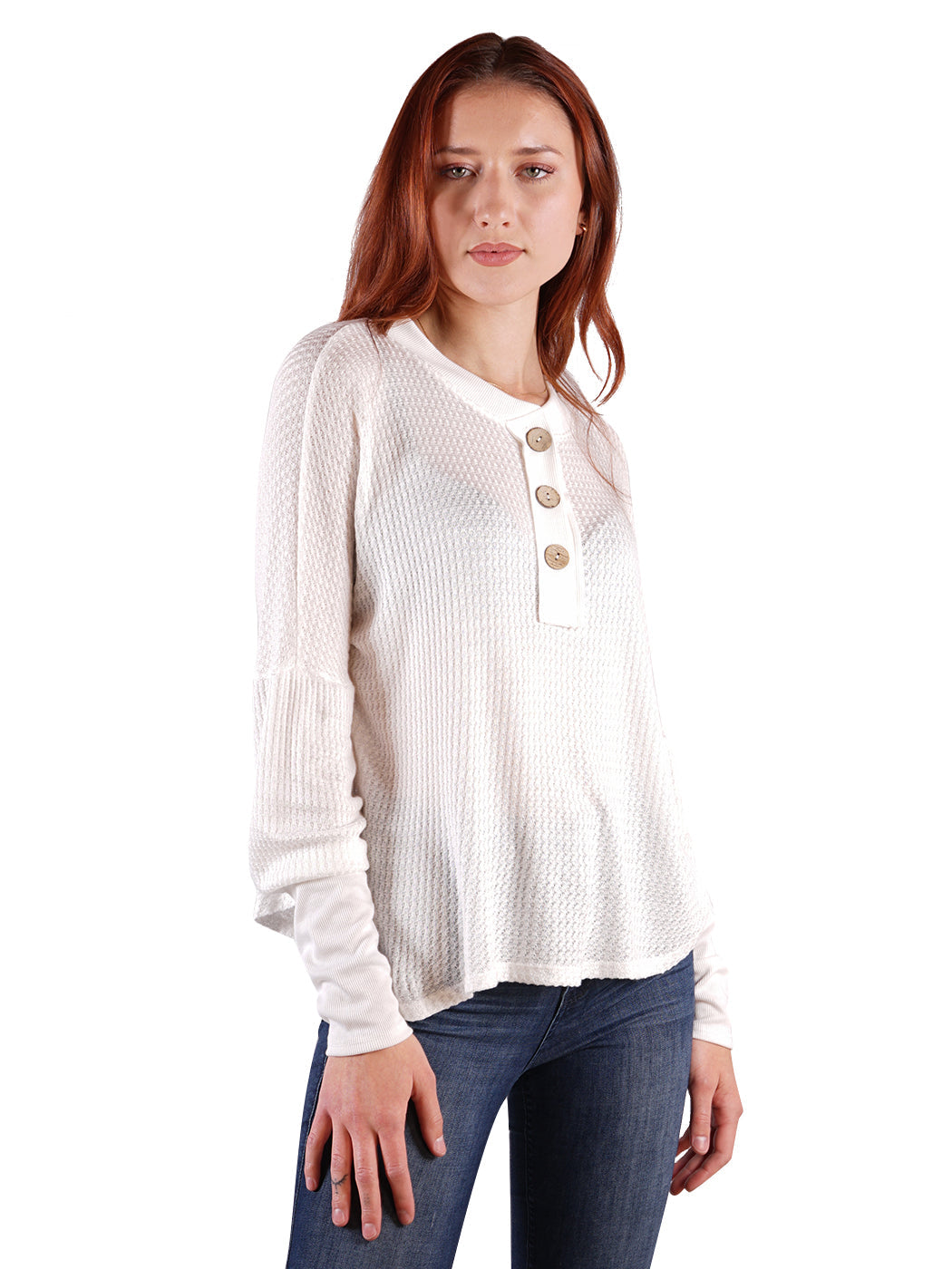 Waffle Button-Up Long Sleeve Shirt
