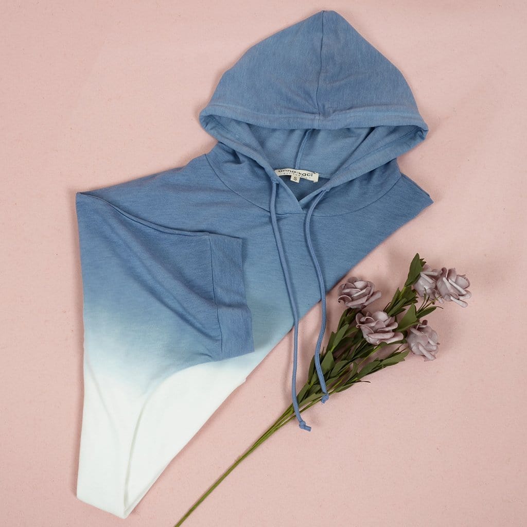Sudadera con capucha de manga corta con efecto tie-dye ombré