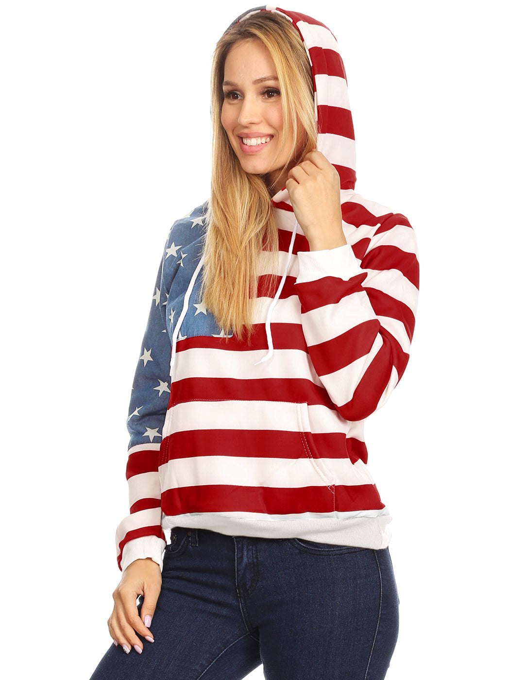 Sudadera con capucha y bandera estadounidense