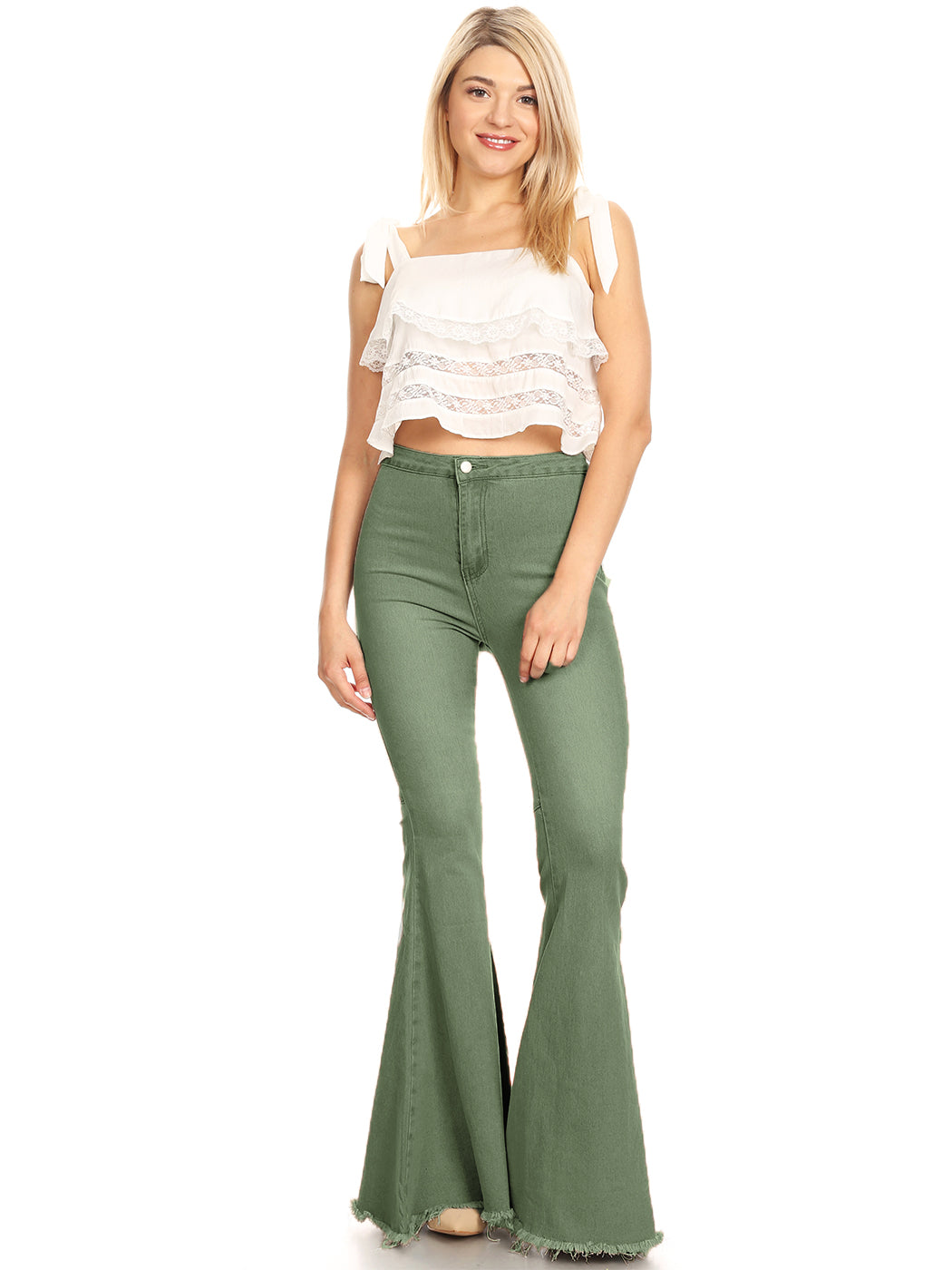 Pantalones vaqueros de cintura alta con campana