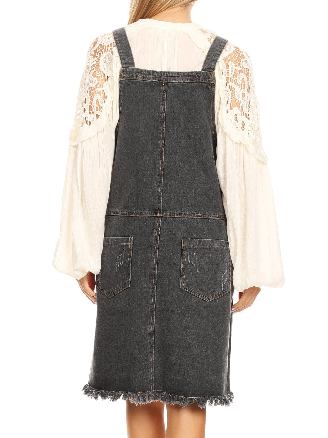 Vestido vaquero tipo pechera de gran tamaño