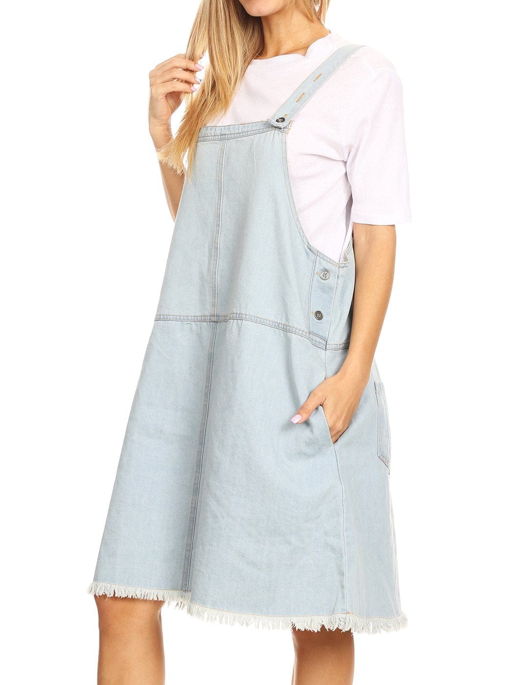 Vestido vaquero tipo pechera de gran tamaño