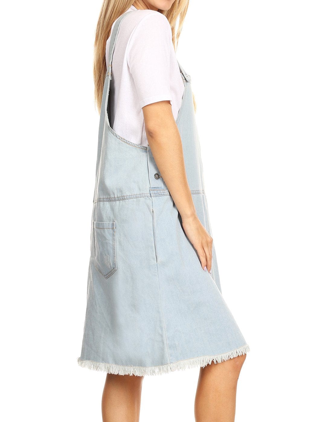 Vestido vaquero tipo pechera de gran tamaño