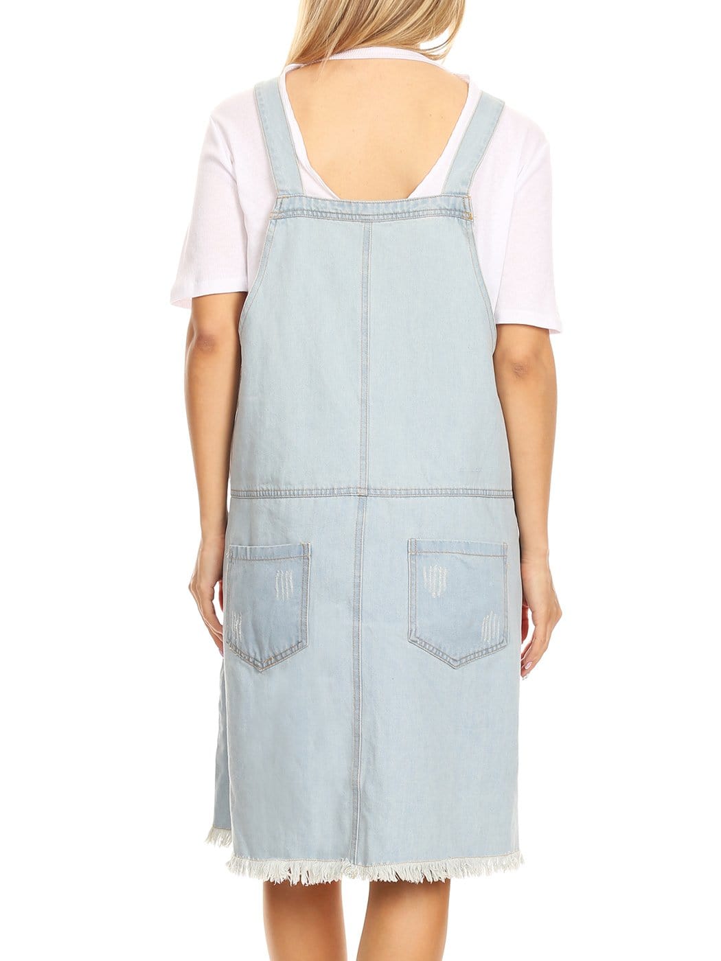 Vestido vaquero tipo pechera de gran tamaño