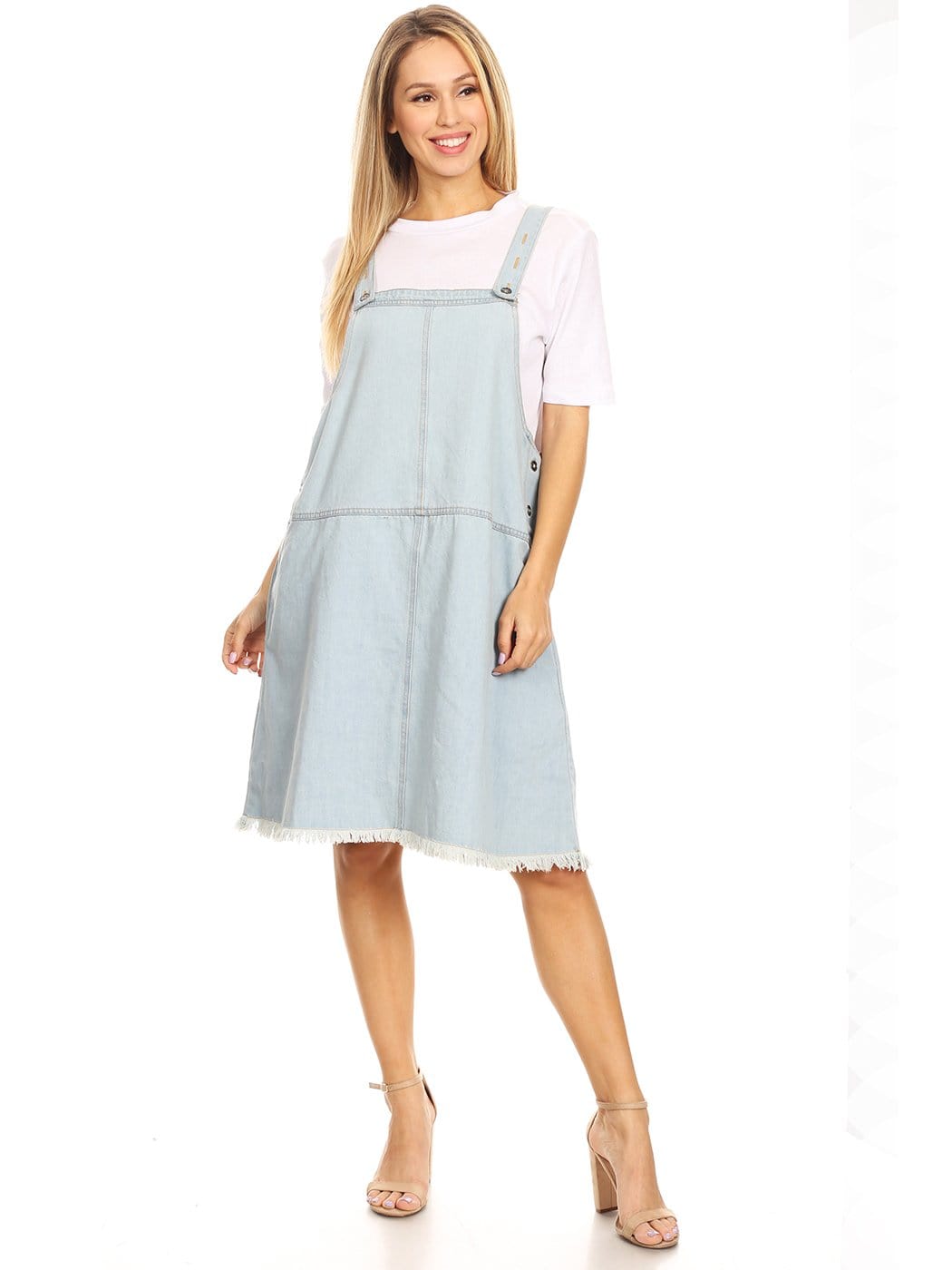 Vestido vaquero tipo pechera de gran tamaño