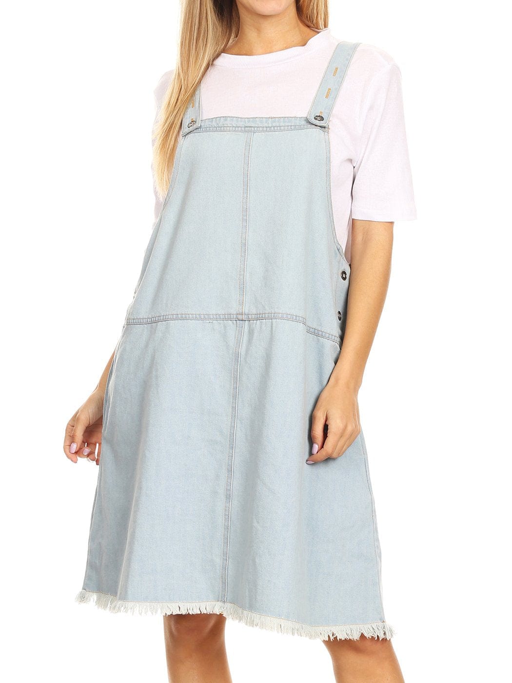 Vestido vaquero tipo pechera de gran tamaño