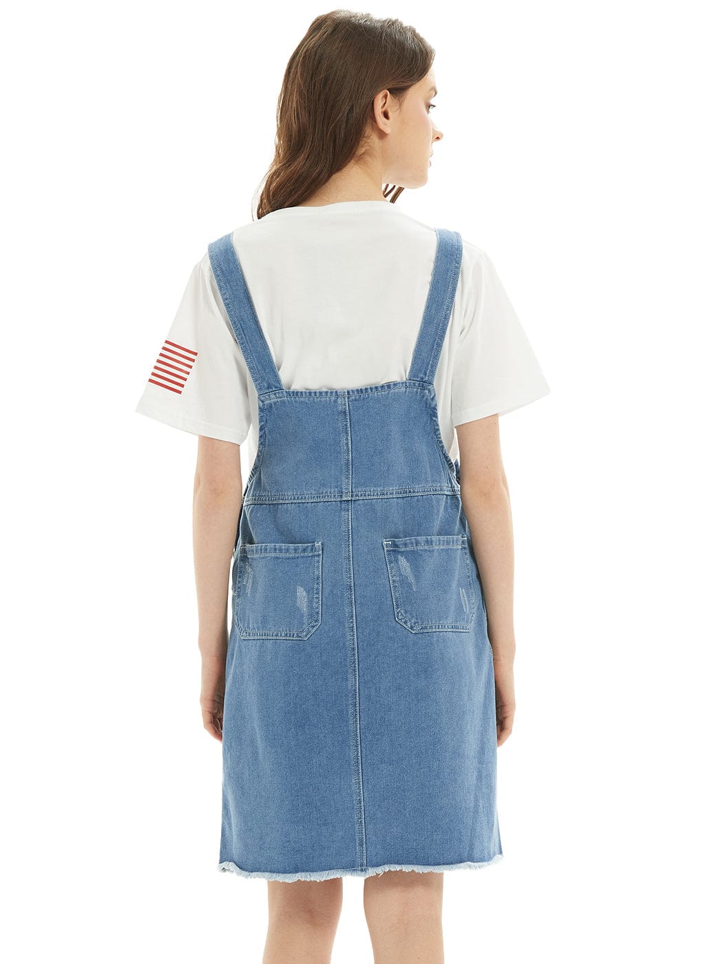 Vestido vaquero tipo pechera de gran tamaño