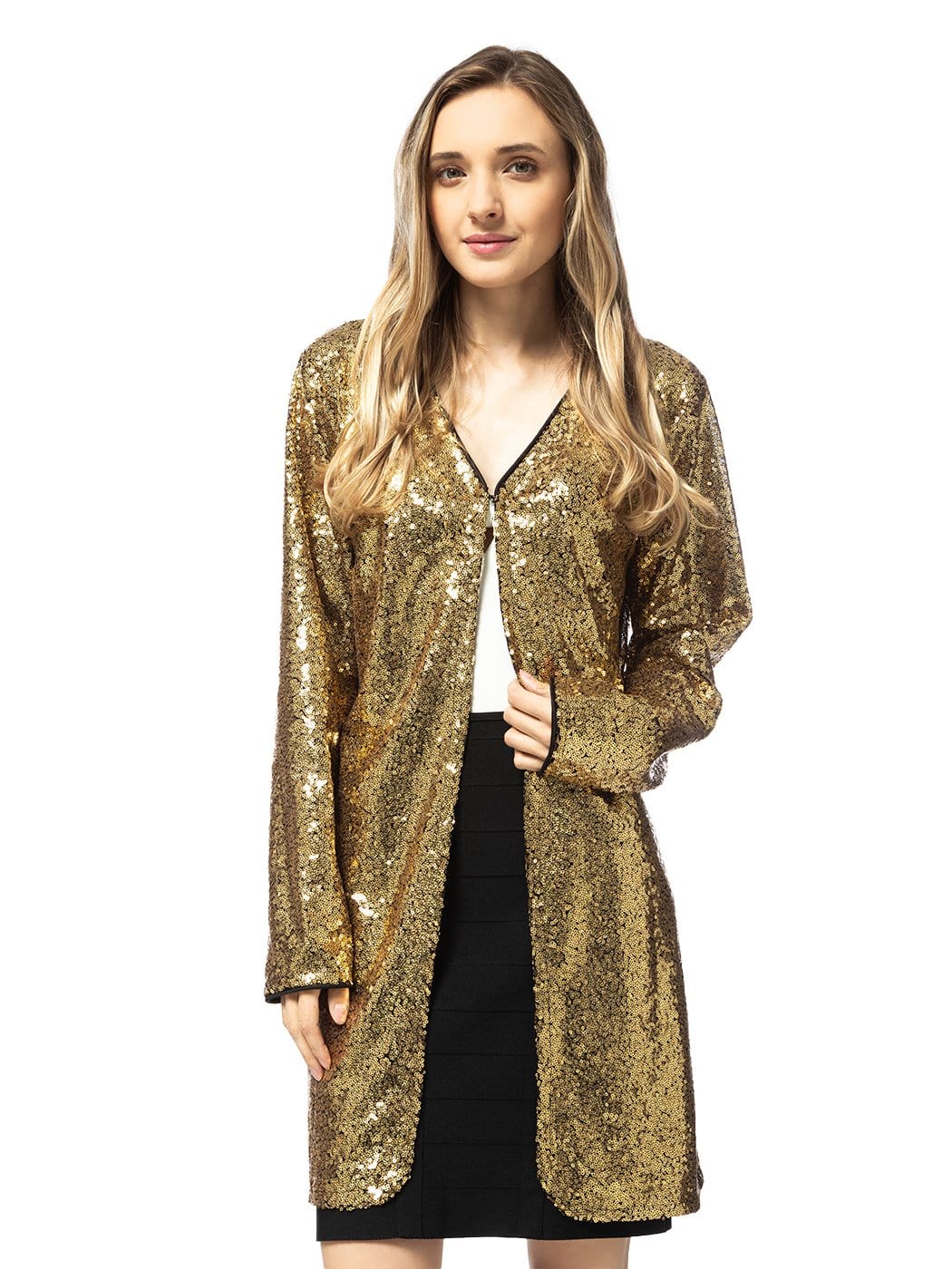 Sequin Open Front Cocktail Outerwear Jacket