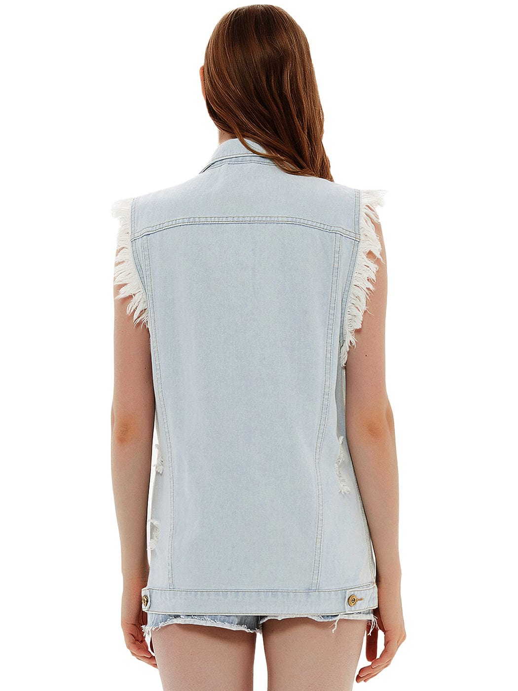Oversize Distressed Sleeveless Denim Vest