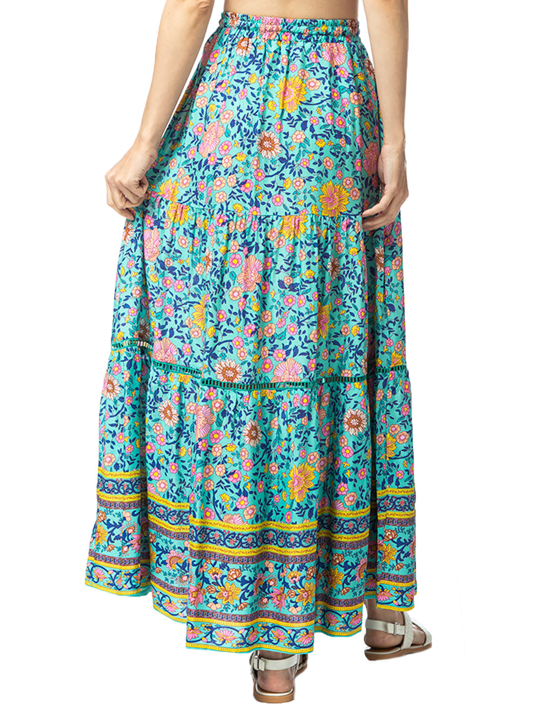 Sunflower Print Midi Maxi Skirt