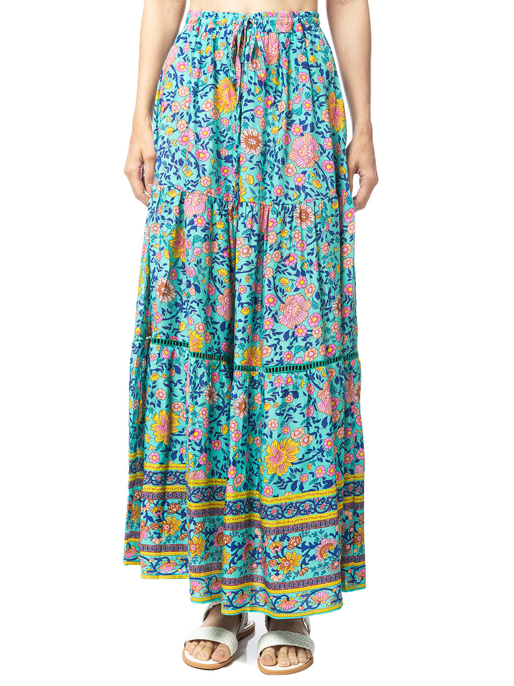 Sunflower Print Midi Maxi Skirt