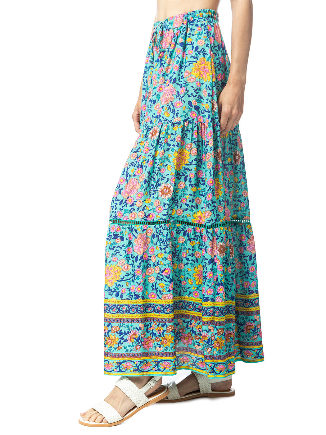 Sunflower Print Midi Maxi Skirt