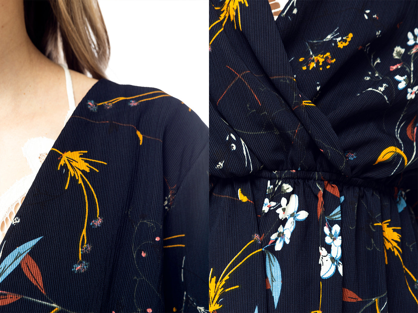 Mono de manga larga sin espalda con estampado floral