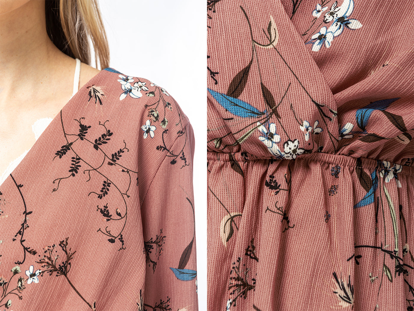 Mono de manga larga sin espalda con estampado floral