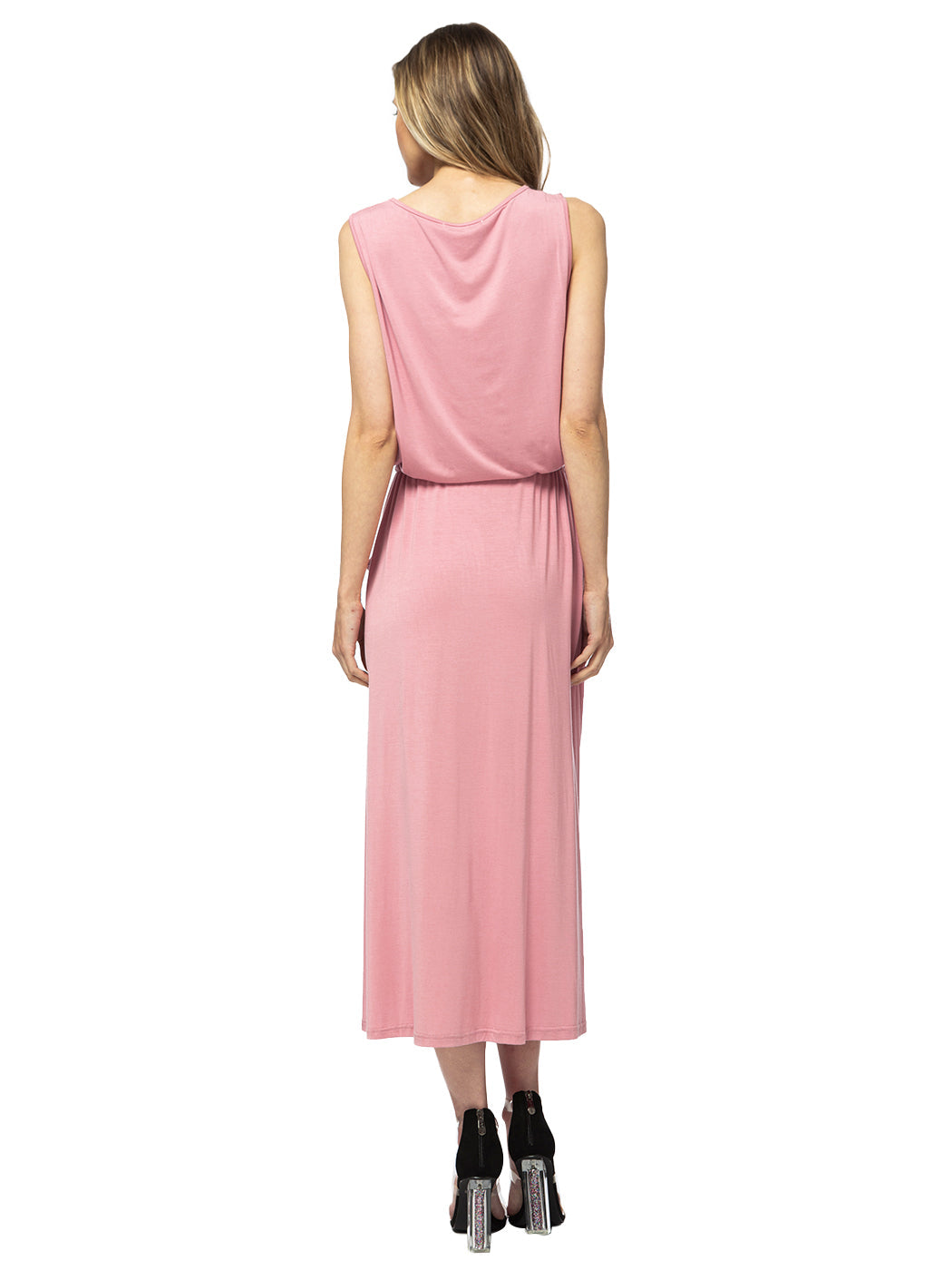 Vestido largo sin mangas con cordón ajustable