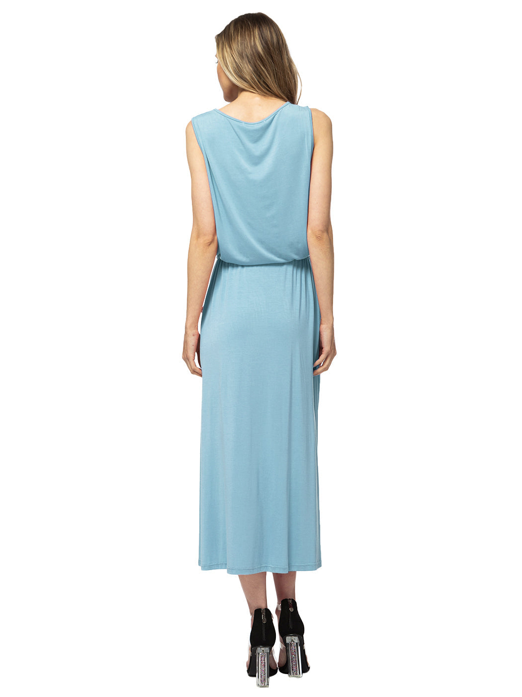 Vestido largo sin mangas con cordón ajustable