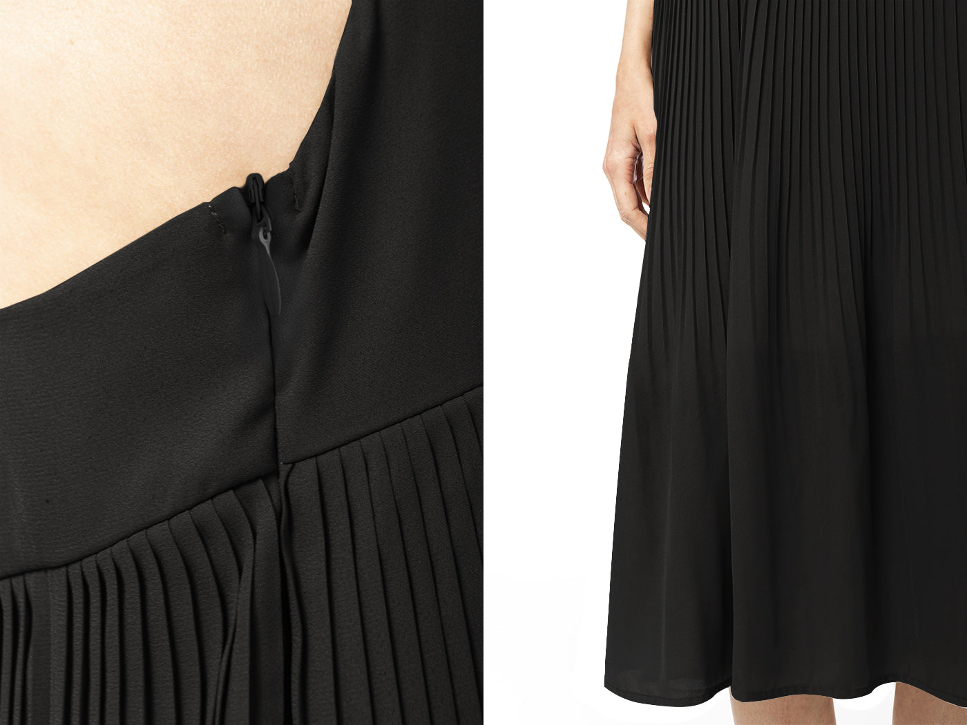 Vestido midi plisado con tirantes finos