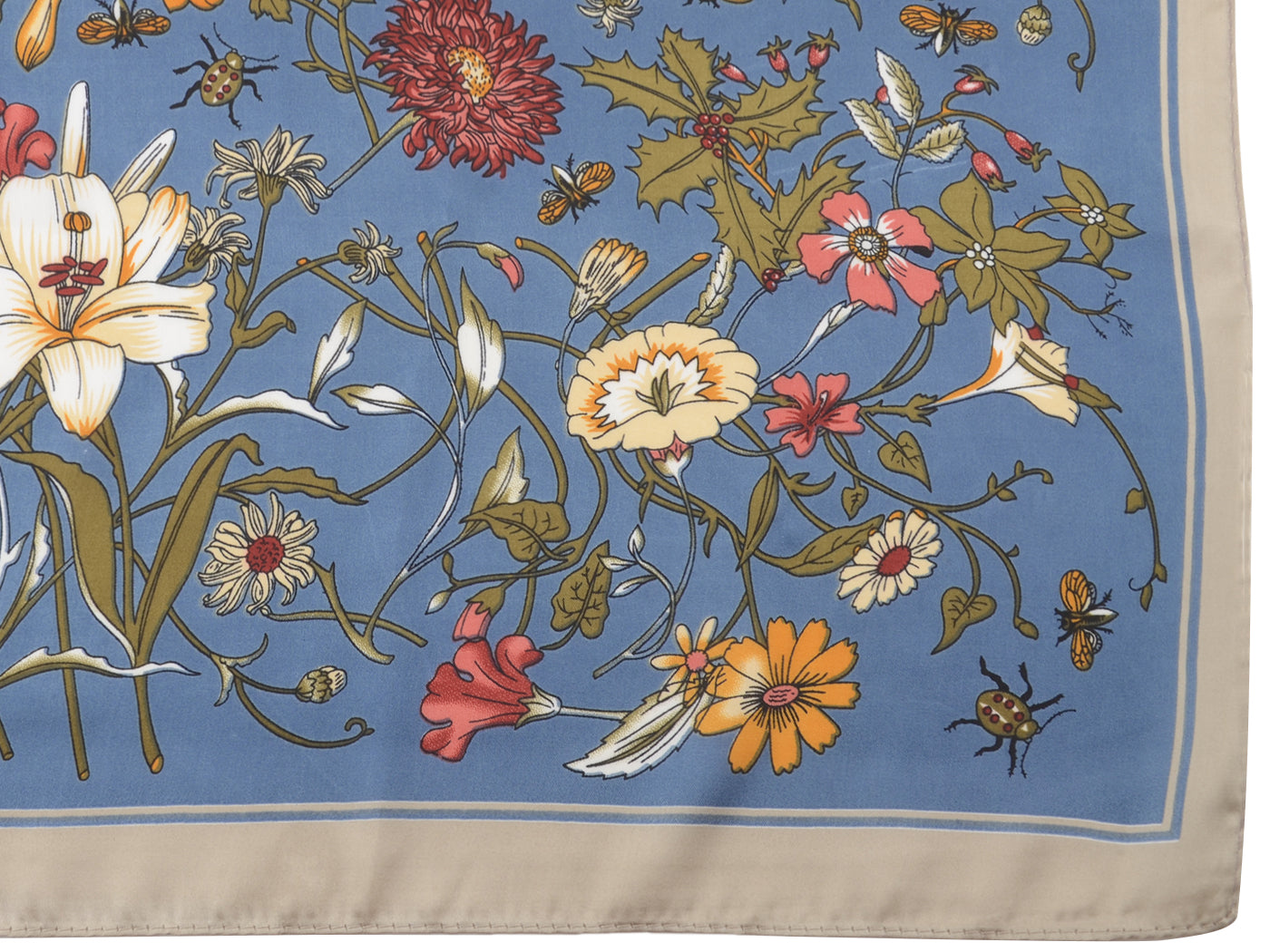 Pañuelo para la cabeza con estampado floral de satén de seda