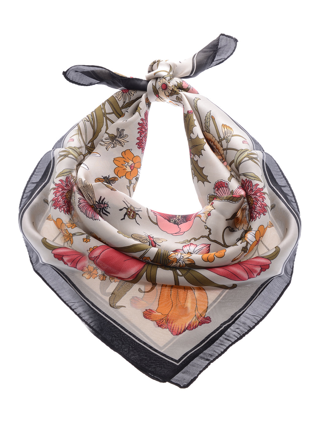 Pañuelo para la cabeza con estampado floral de satén de seda