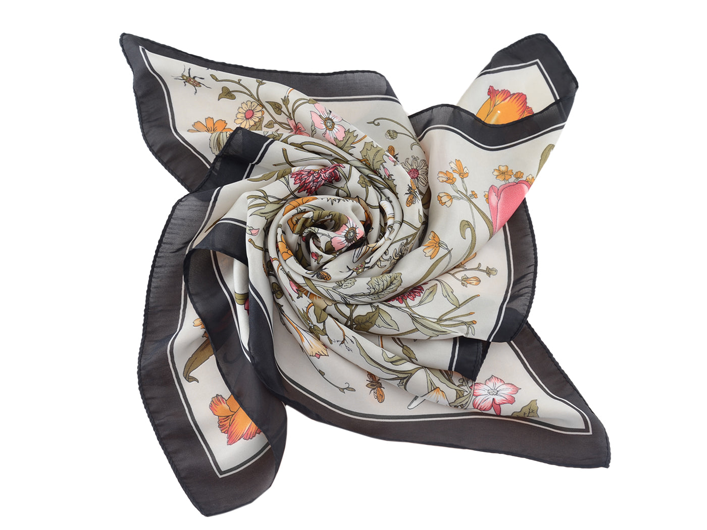 Pañuelo para la cabeza con estampado floral de satén de seda