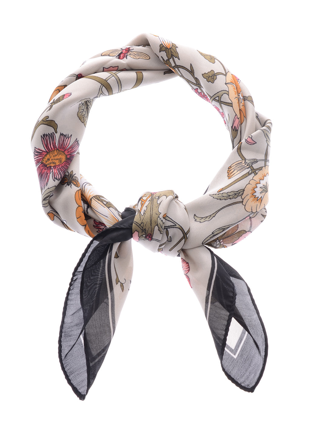 Pañuelo para la cabeza con estampado floral de satén de seda