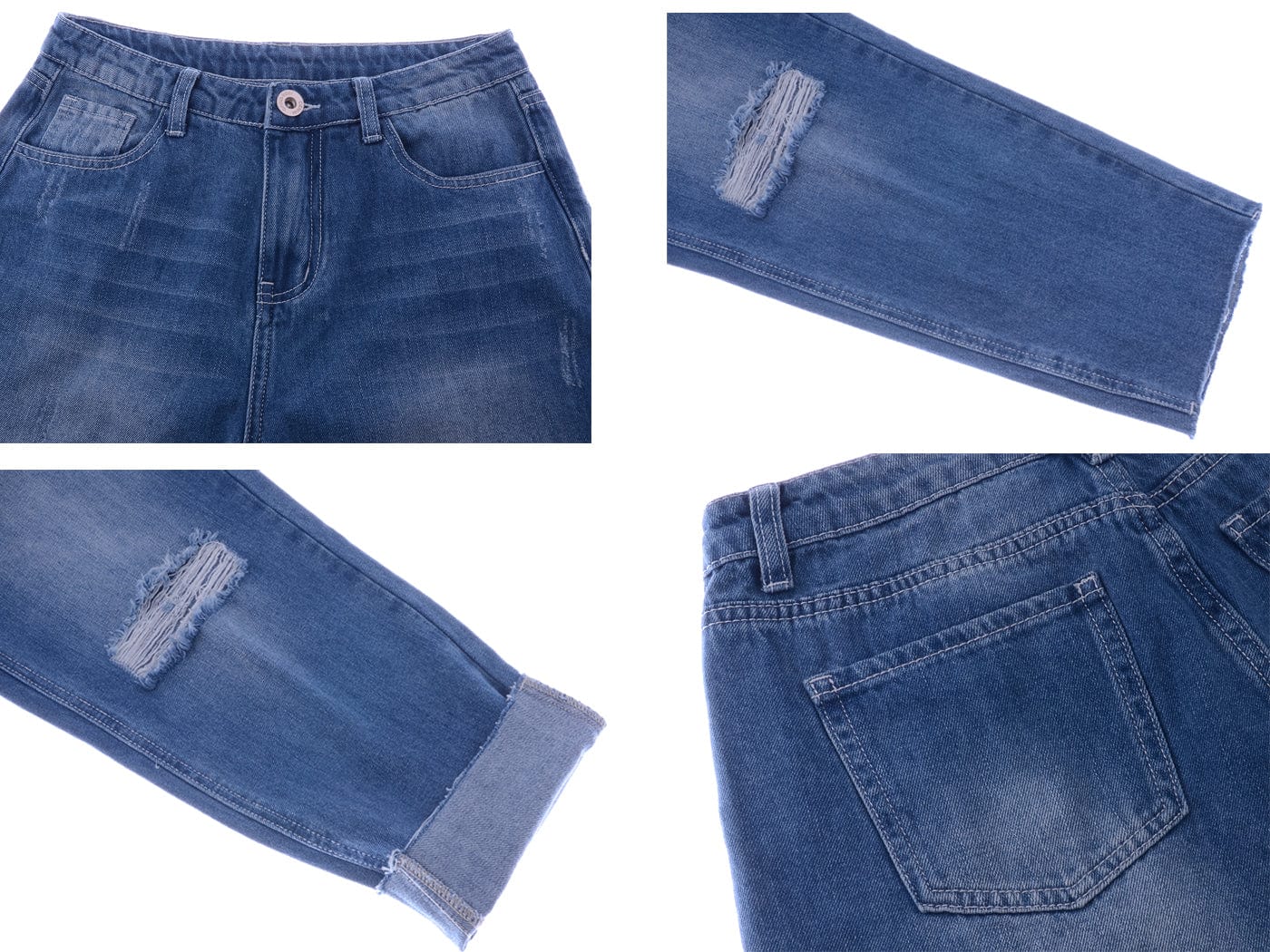 High Waist Ripped Boyfriend Jeans