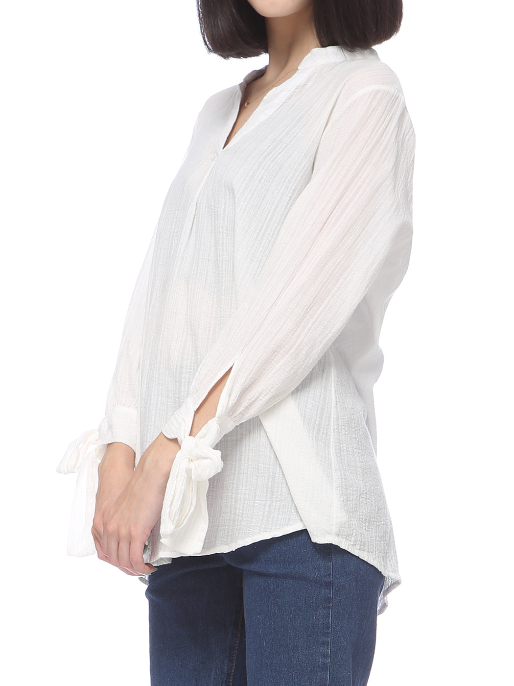 Anna-Kaci Women's Cotton Loose Blouse Top Split Neck Tunic V Neck Long Sleeve Shirt