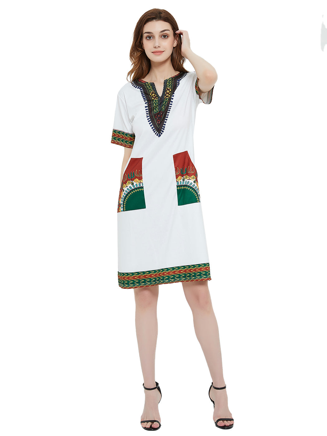 Minivestido de manga corta con estampado tribal dashiki