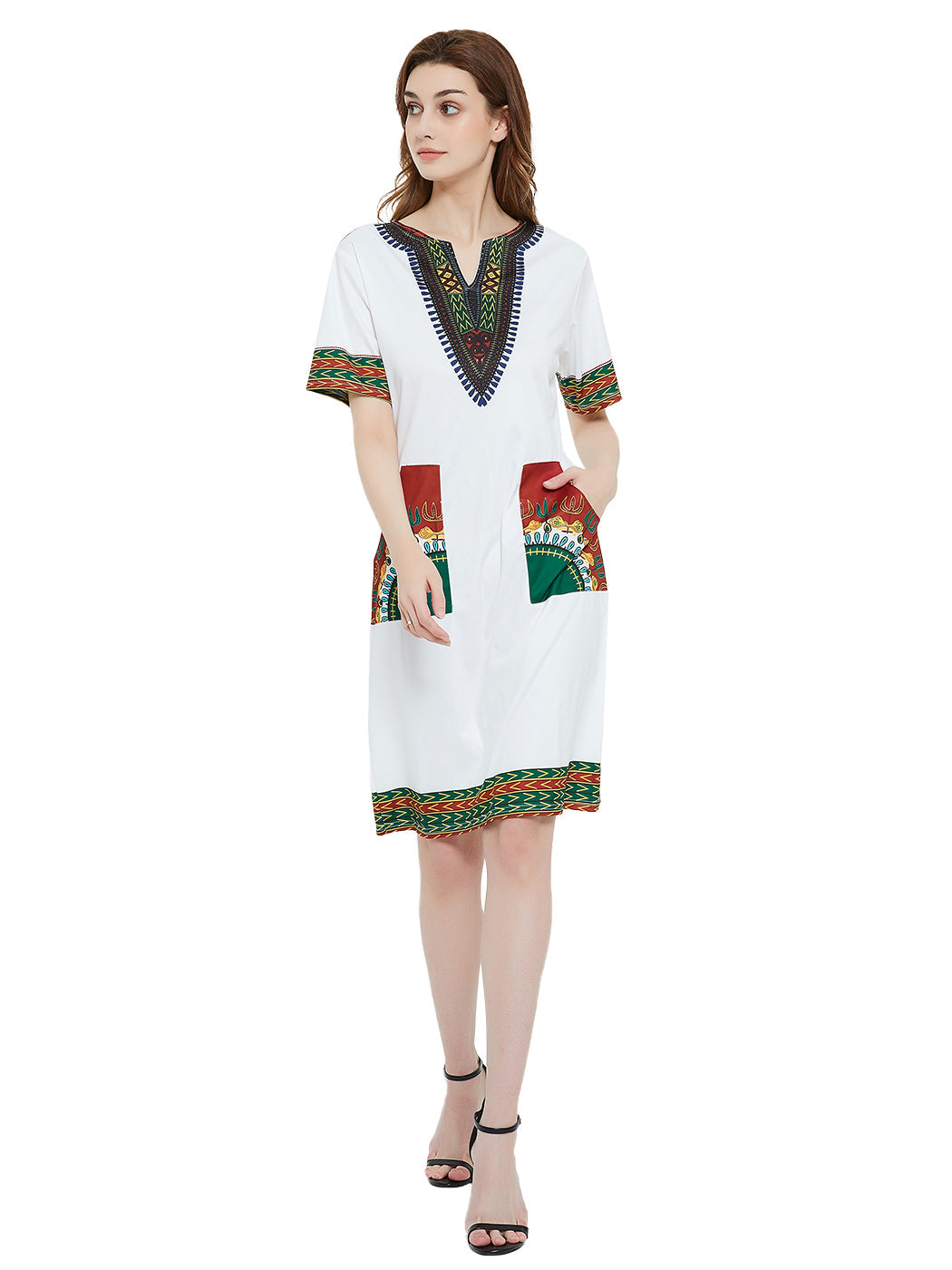 Minivestido de manga corta con estampado tribal dashiki
