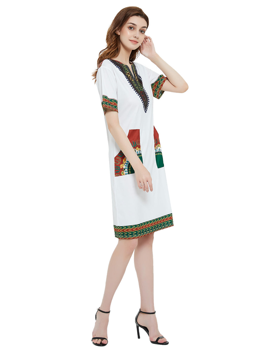 Minivestido de manga corta con estampado tribal dashiki