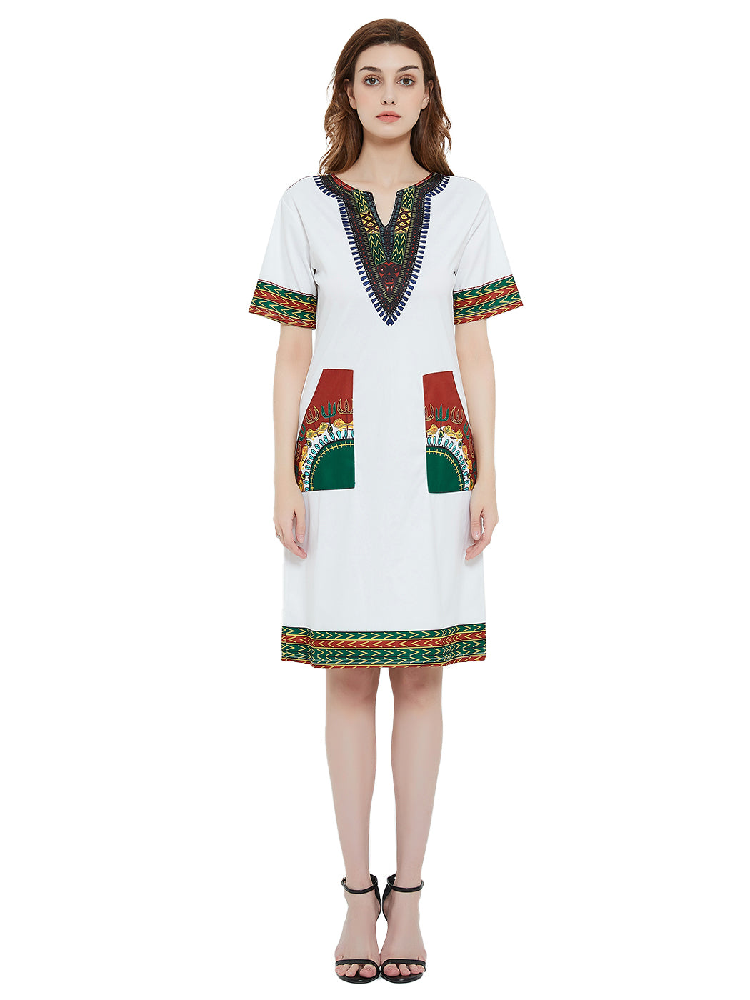 Minivestido de manga corta con estampado tribal dashiki
