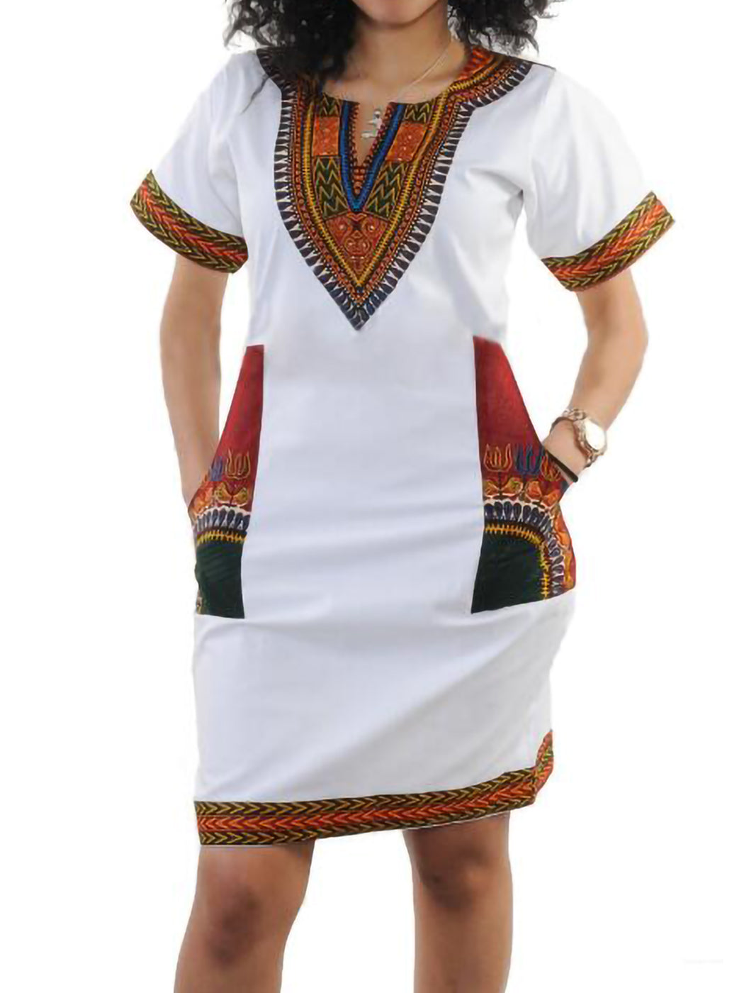 Minivestido de manga corta con estampado tribal dashiki