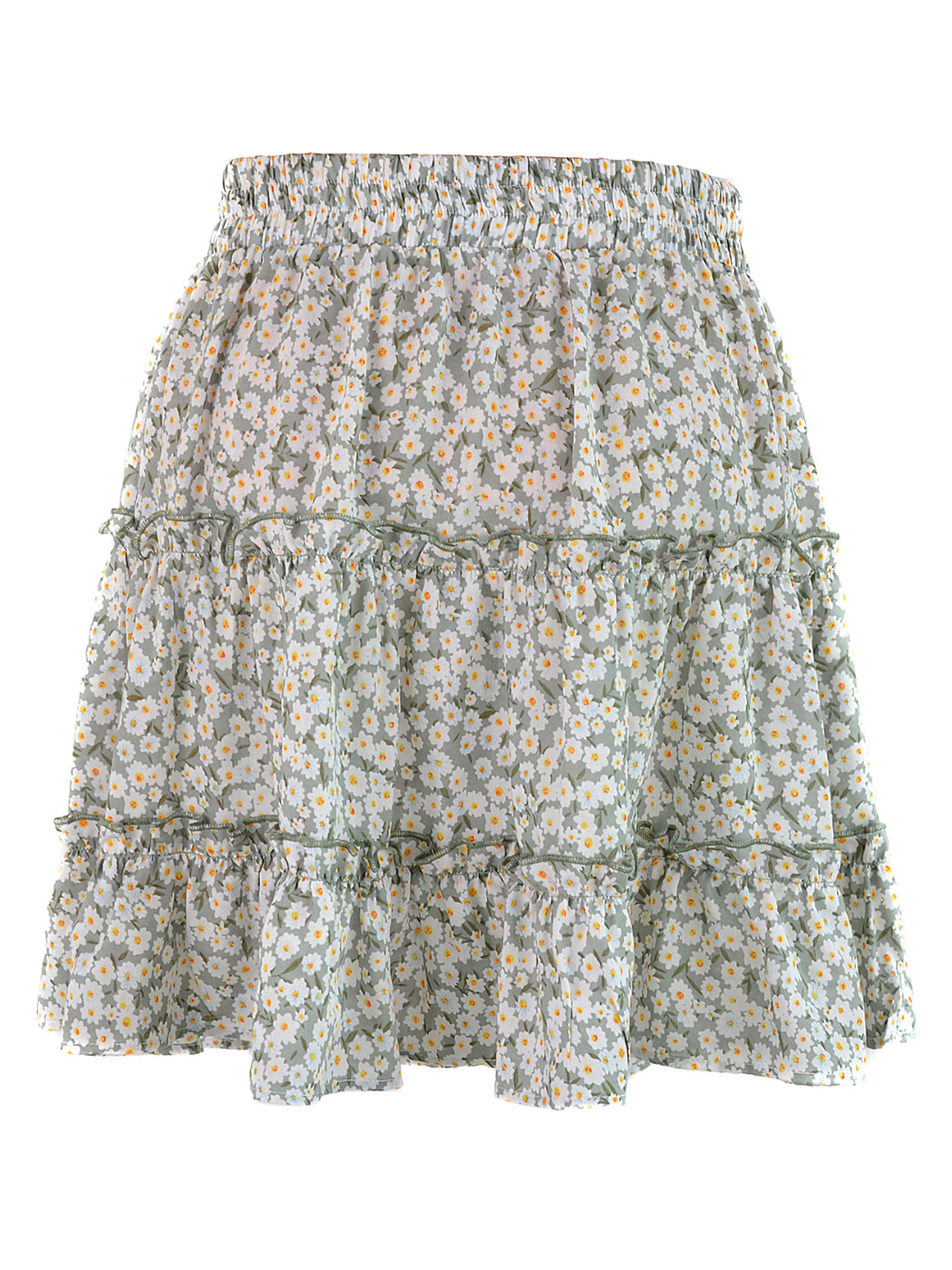 Minifalda con volantes y cordón ajustable con cintura elástica y estampado floral estilo bohemio de verano