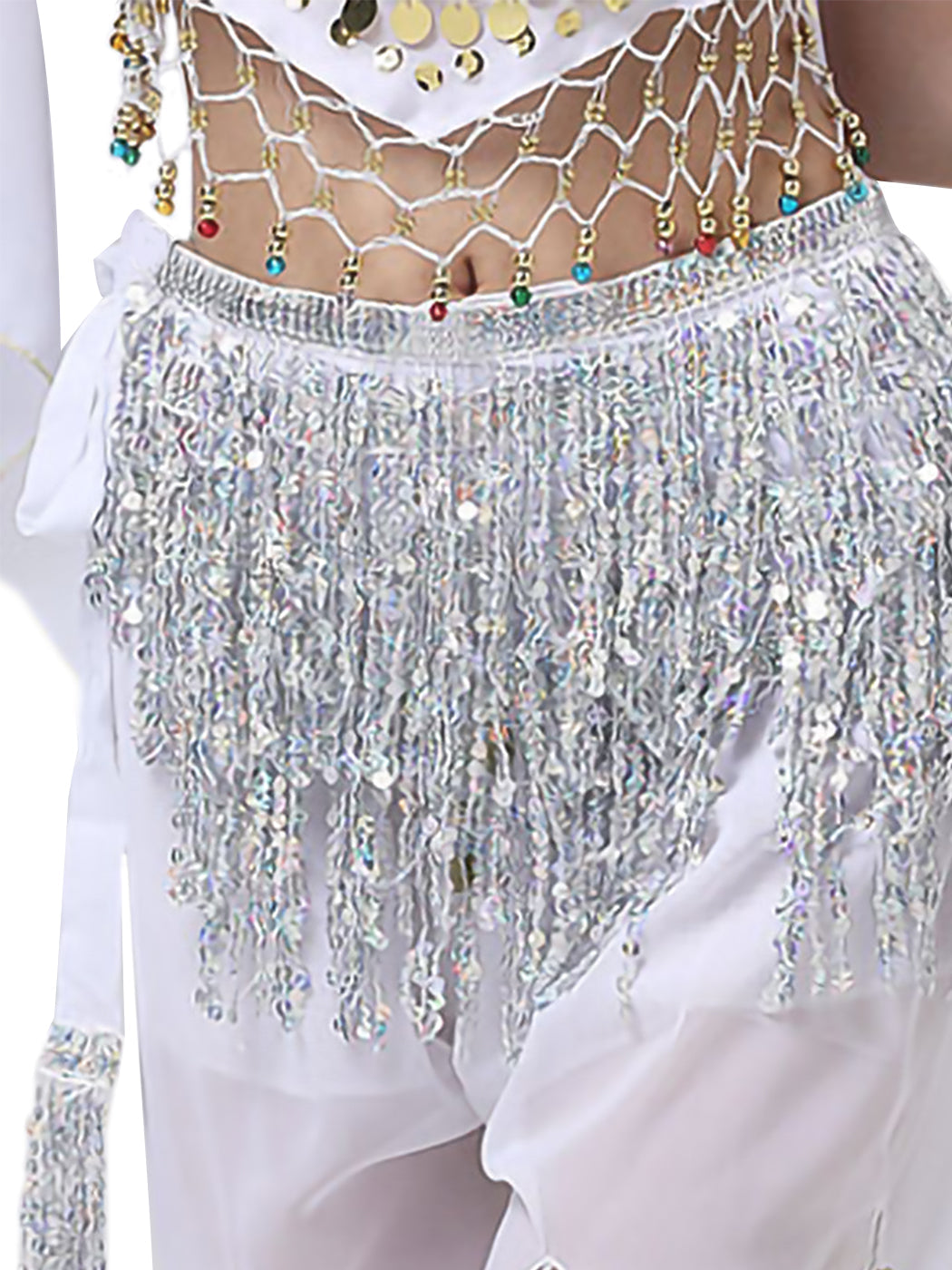 Fringe Tassel Sequin Tie Up Wrap Skirt Hip Scarf Cover Up