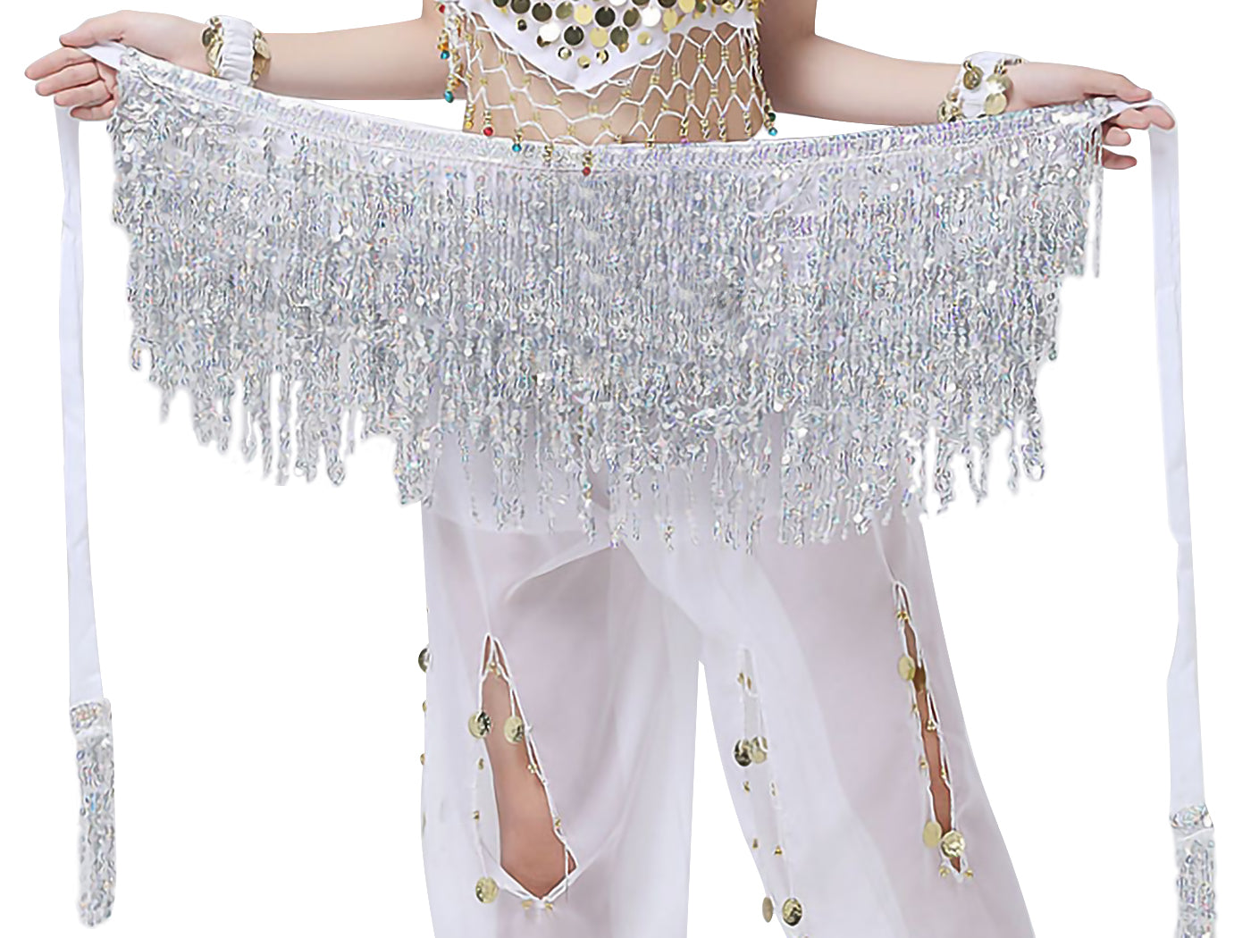 Fringe Tassel Sequin Tie Up Wrap Skirt Hip Scarf Cover Up