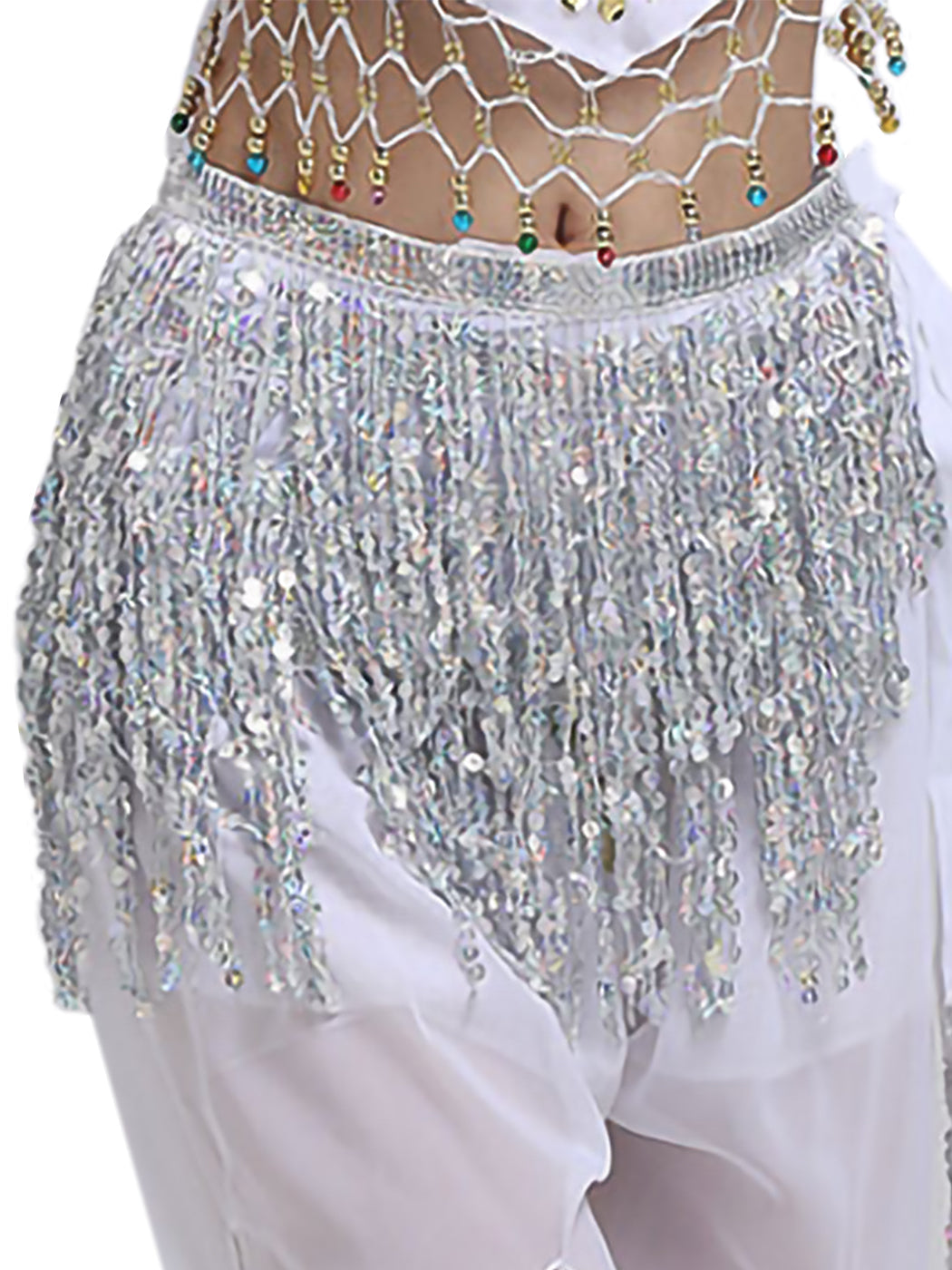 Fringe Tassel Sequin Tie Up Wrap Skirt Hip Scarf Cover Up