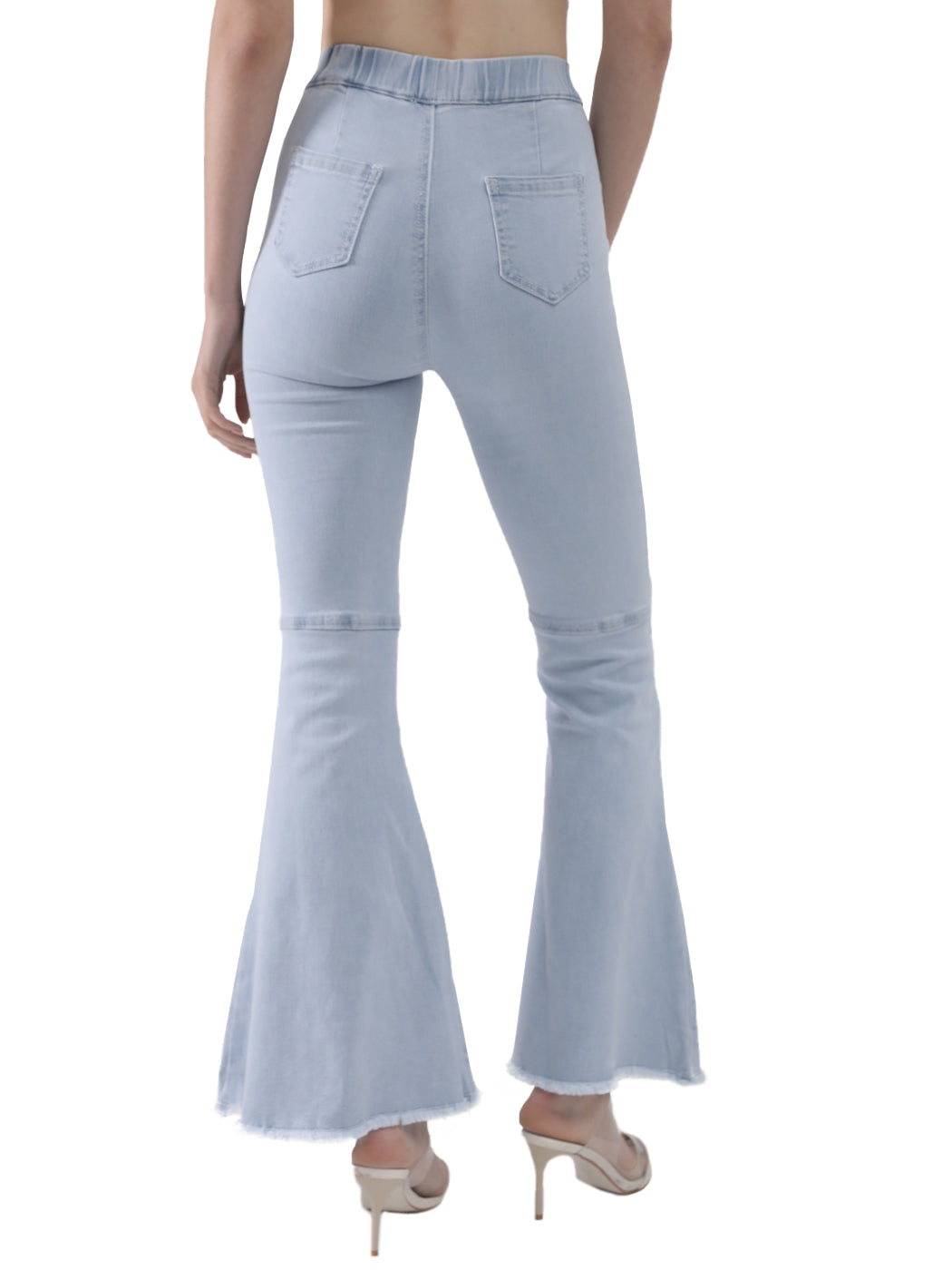 Elastic Waist Flared Denim Pants