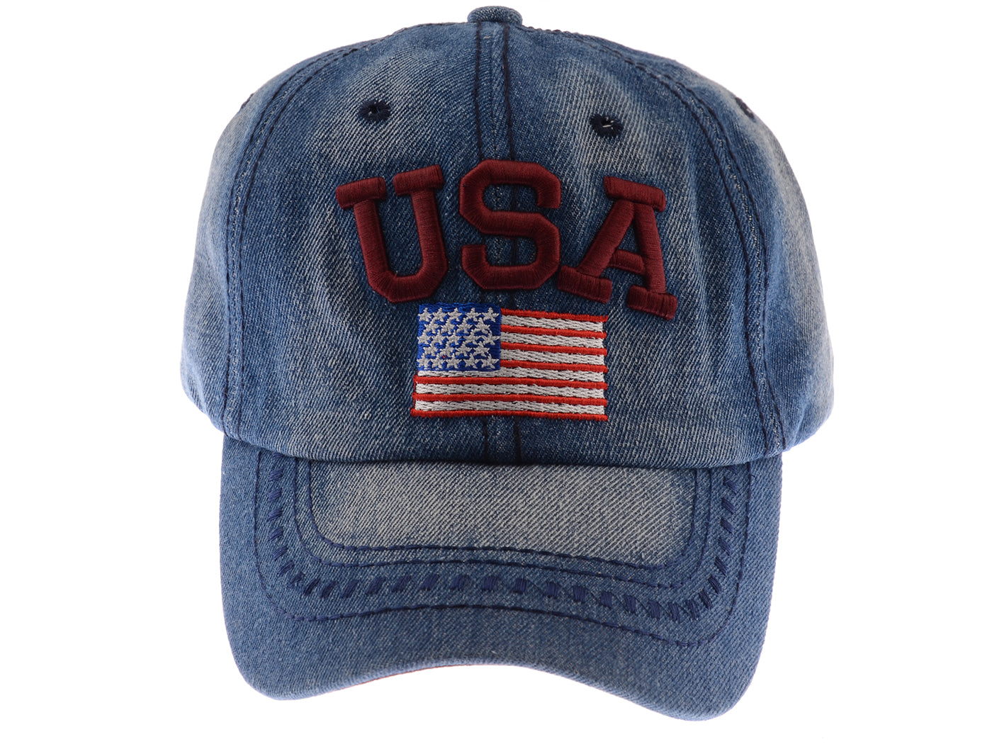 Gorra de algodón lavado con parche bordado de la bandera estadounidense del 4 de julio de Anna-Kaci