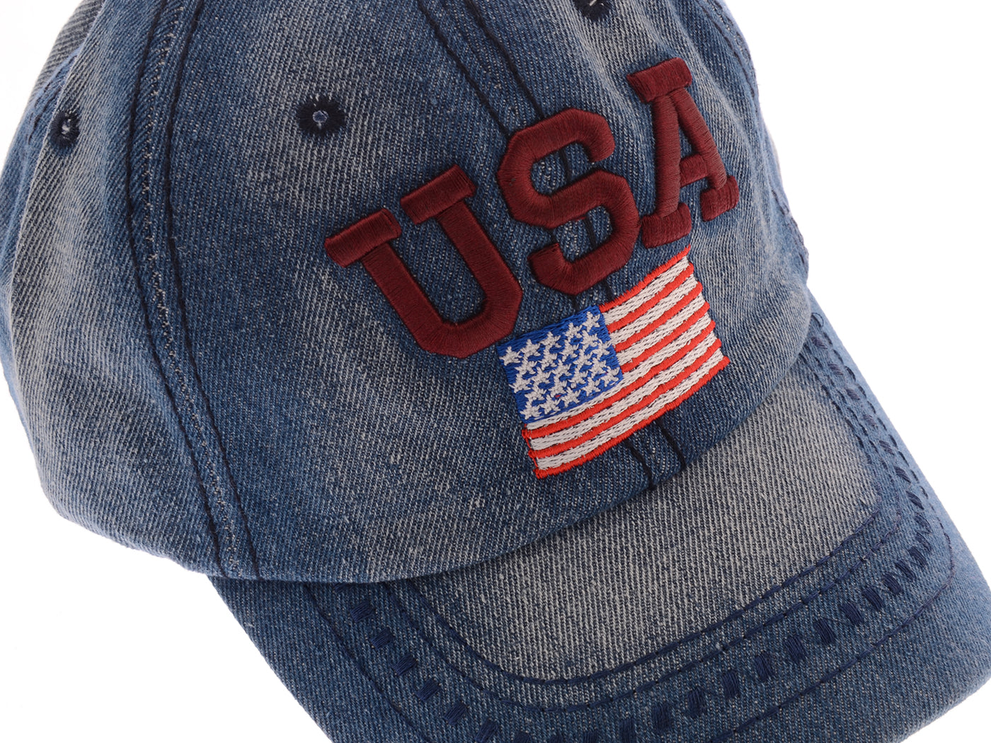 Gorra de algodón lavado con parche bordado de la bandera estadounidense del 4 de julio de Anna-Kaci