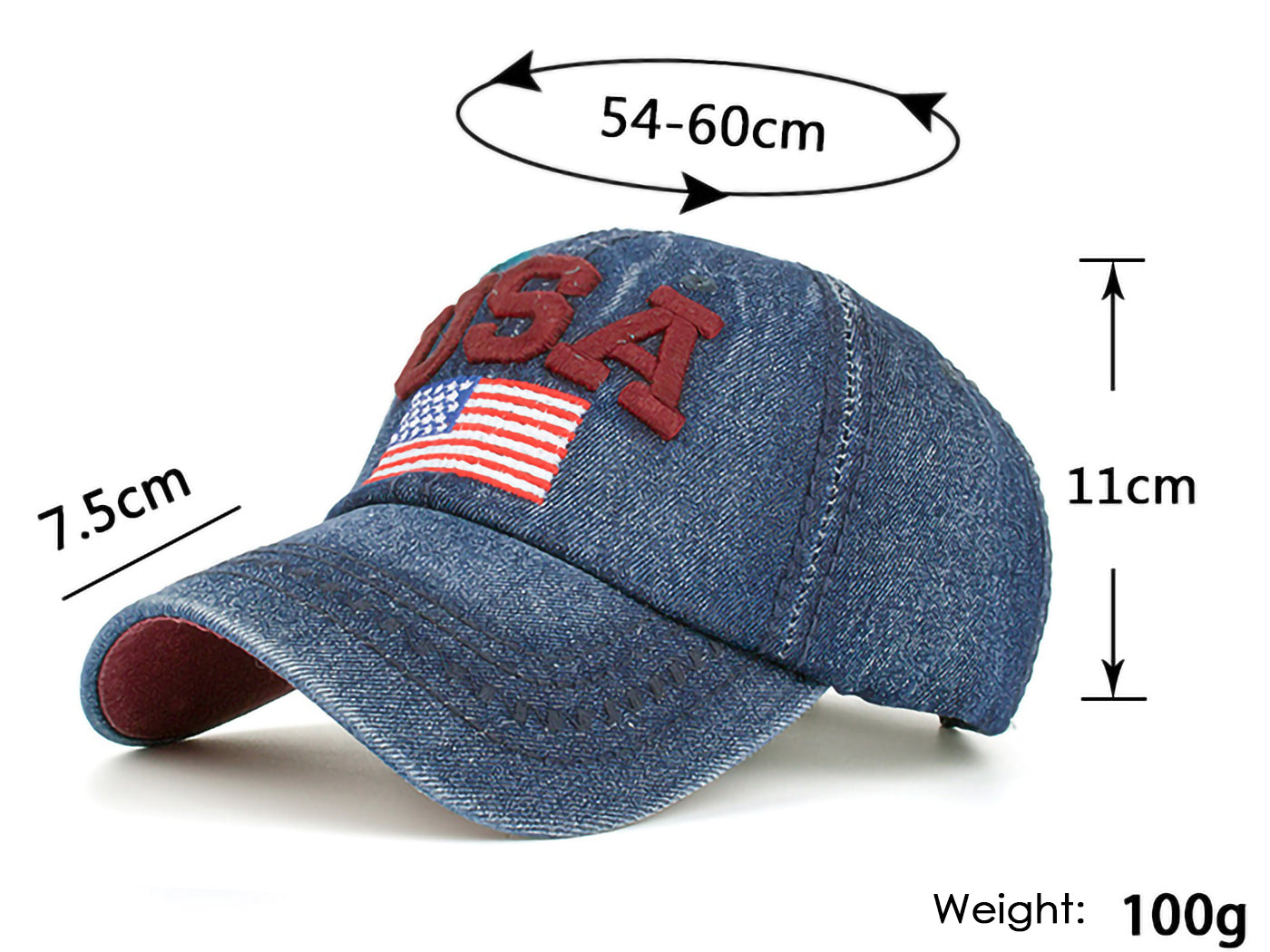 Gorra de algodón lavado con parche bordado de la bandera estadounidense del 4 de julio de Anna-Kaci