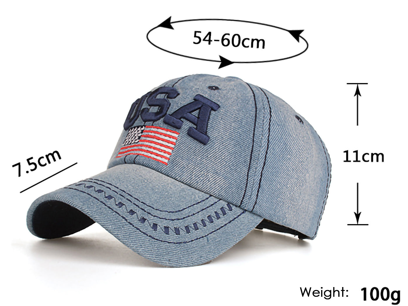 Gorra de algodón lavado con parche bordado de la bandera estadounidense del 4 de julio de Anna-Kaci