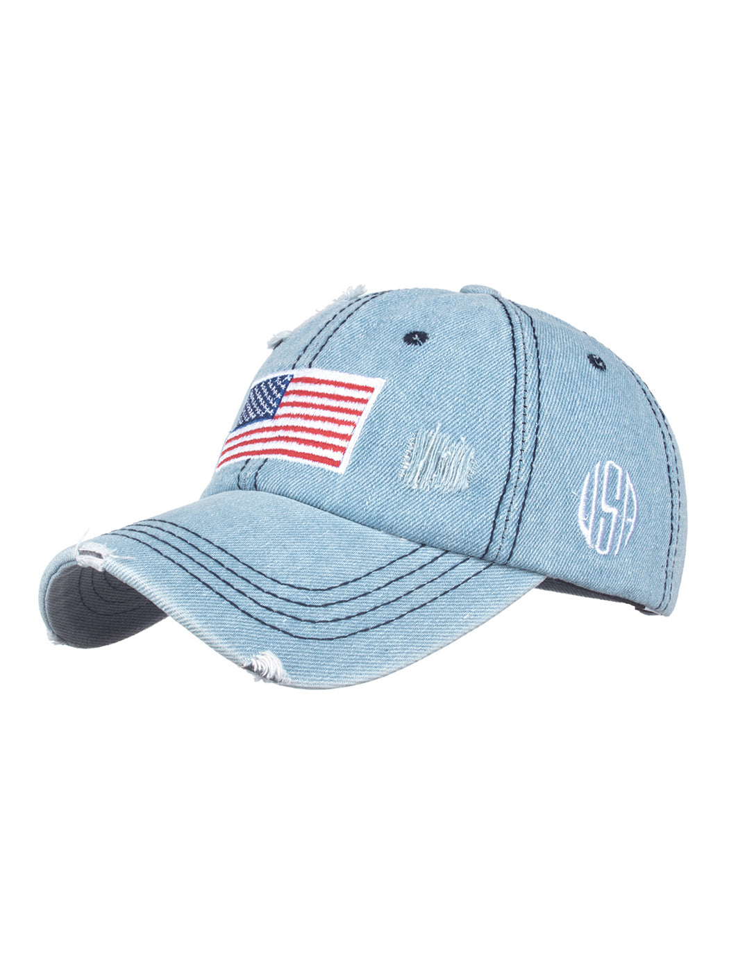 Gorra de algodón lavado con parche bordado de la bandera estadounidense del 4 de julio de Anna-Kaci