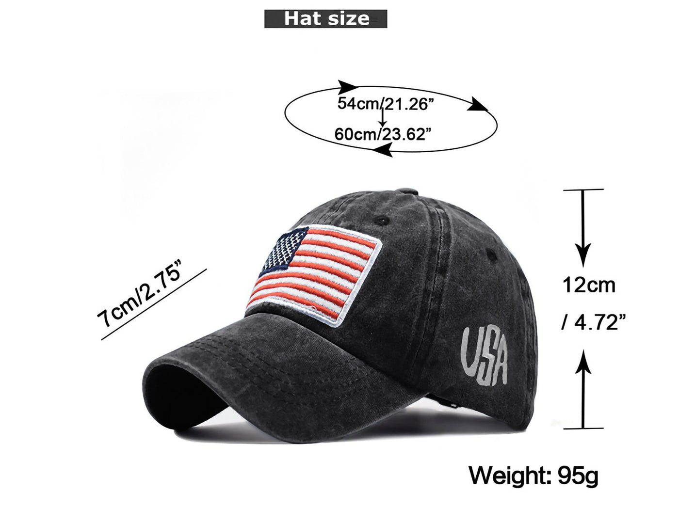 Gorra de algodón lavado con parche bordado de la bandera estadounidense del 4 de julio de Anna-Kaci