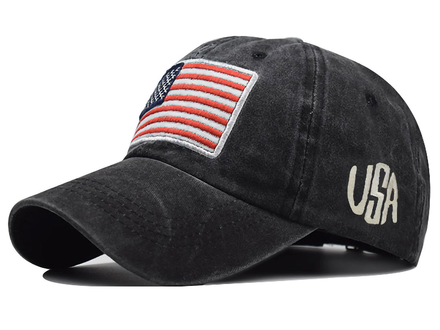 Gorra de algodón lavado con parche bordado de la bandera estadounidense del 4 de julio de Anna-Kaci