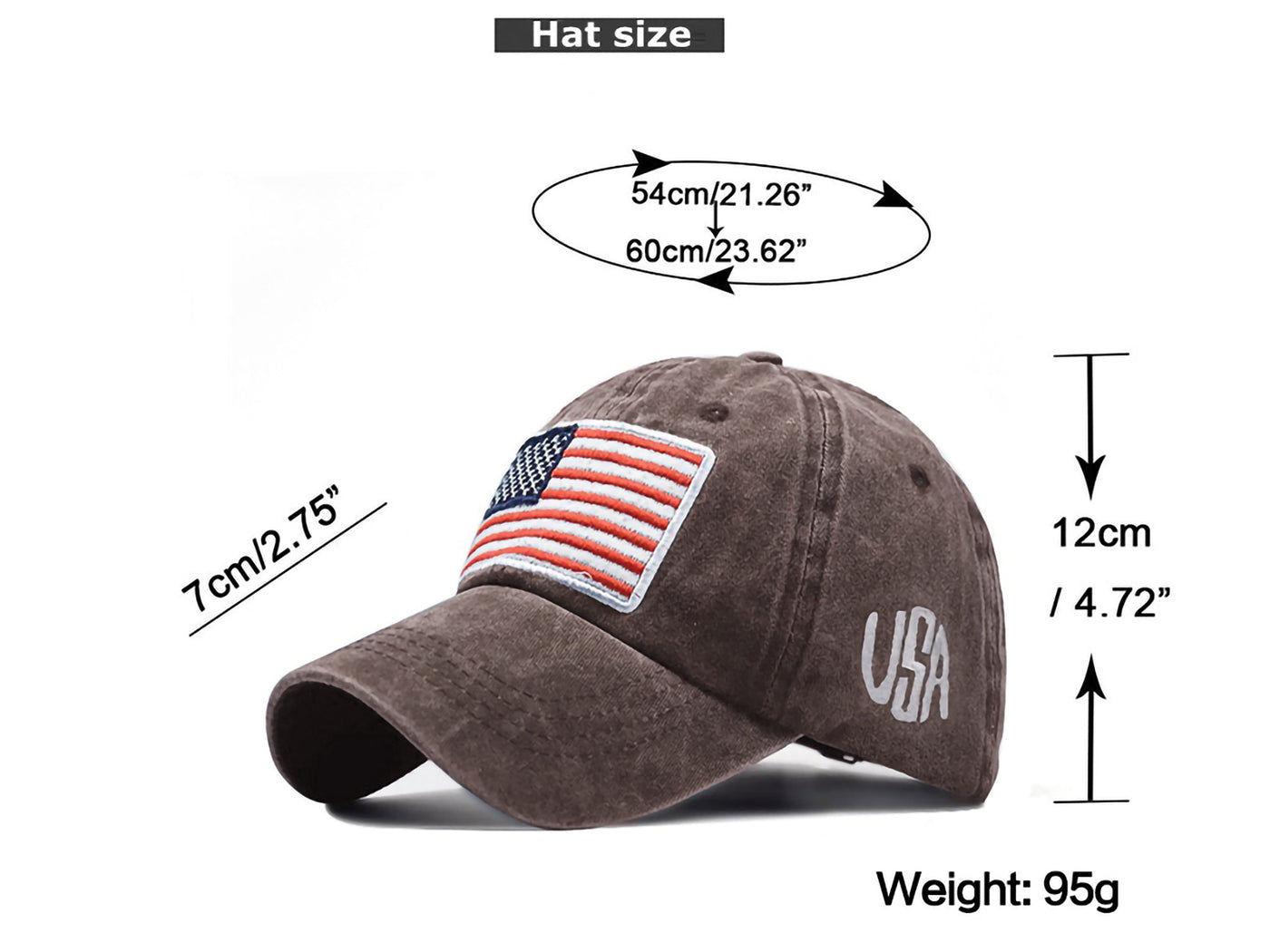 Gorra de algodón lavado con parche bordado de la bandera estadounidense del 4 de julio de Anna-Kaci