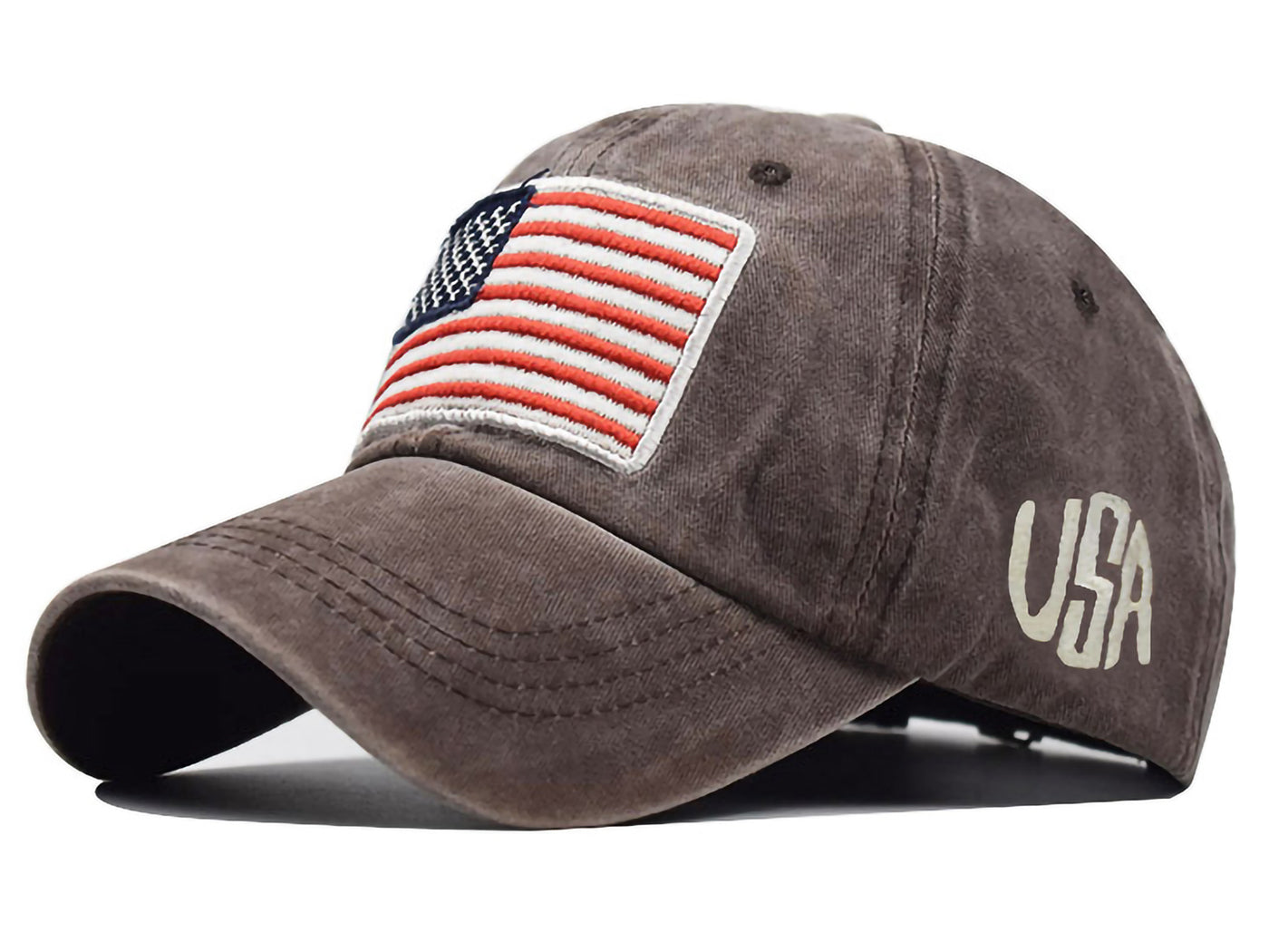 Gorra de algodón lavado con parche bordado de la bandera estadounidense del 4 de julio de Anna-Kaci