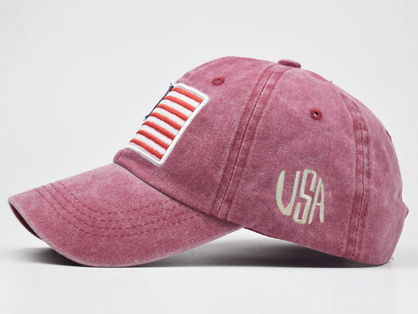 Gorra de algodón lavado con parche bordado de la bandera estadounidense del 4 de julio de Anna-Kaci